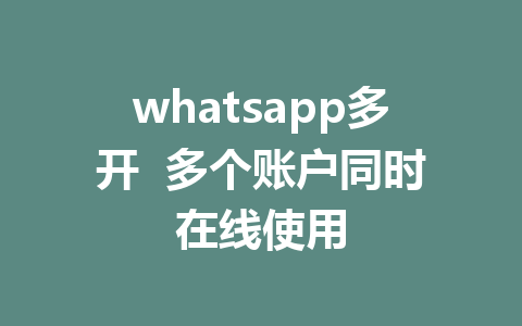 whatsapp多开  多个账户同时在线使用