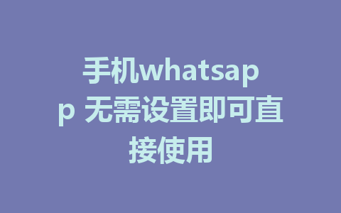 手机whatsapp 无需设置即可直接使用