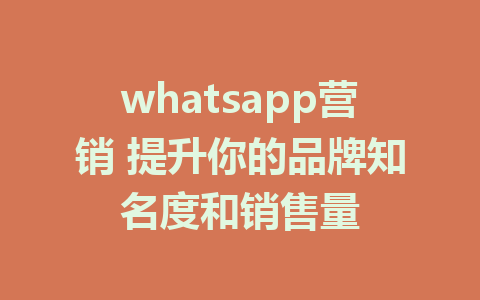 whatsapp营销 提升你的品牌知名度和销售量