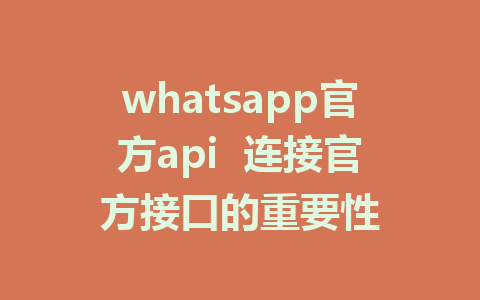 whatsapp官方api  连接官方接口的重要性