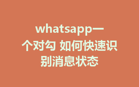 whatsapp一个对勾 如何快速识别消息状态