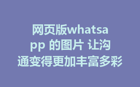 网页版whatsapp 的图片 让沟通变得更加丰富多彩