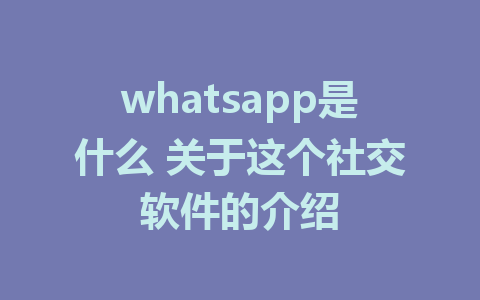 whatsapp是什么 关于这个社交软件的介绍