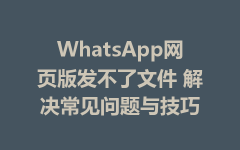 WhatsApp网页版发不了文件 解决常见问题与技巧