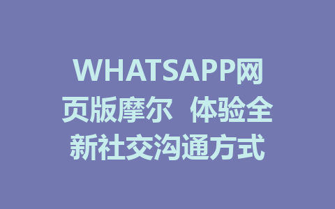 WHATSAPP网页版摩尔  体验全新社交沟通方式