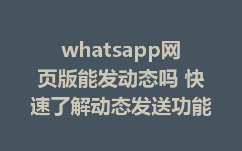 whatsapp网页版能发动态吗 快速了解动态发送功能