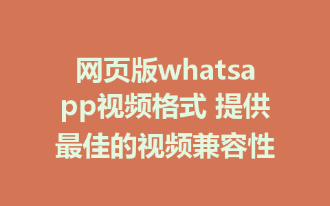 网页版whatsapp视频格式 提供最佳的视频兼容性