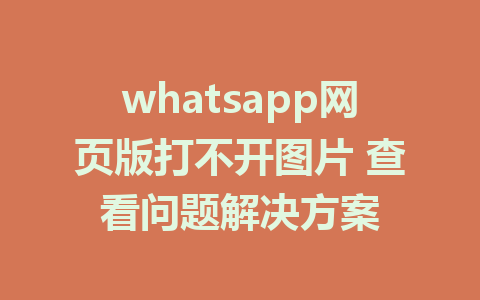 whatsapp网页版打不开图片 查看问题解决方案