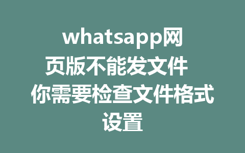 whatsapp网页版不能发文件  你需要检查文件格式设置