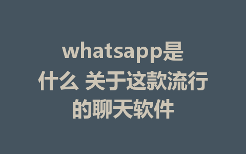 whatsapp是什么 关于这款流行的聊天软件