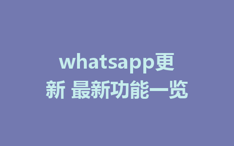 whatsapp更新 最新功能一览