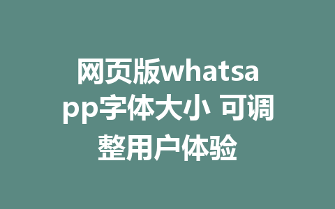 网页版whatsapp字体大小 可调整用户体验