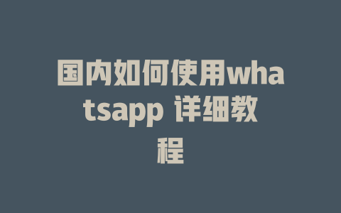 国内如何使用whatsapp 详细教程