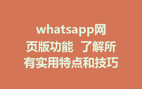 whatsapp网页版功能  了解所有实用特点和技巧